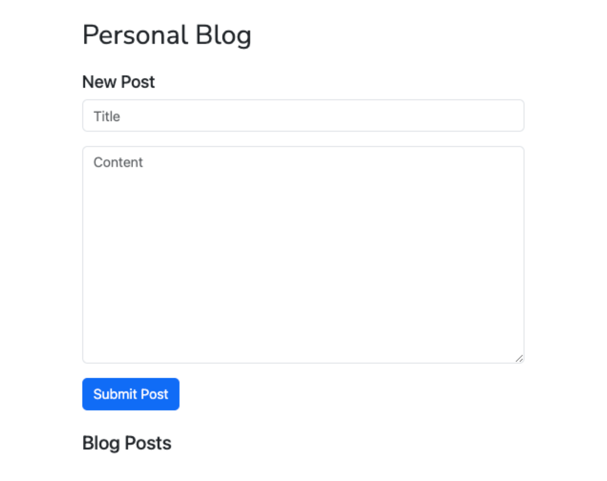 personal blog app screenshot