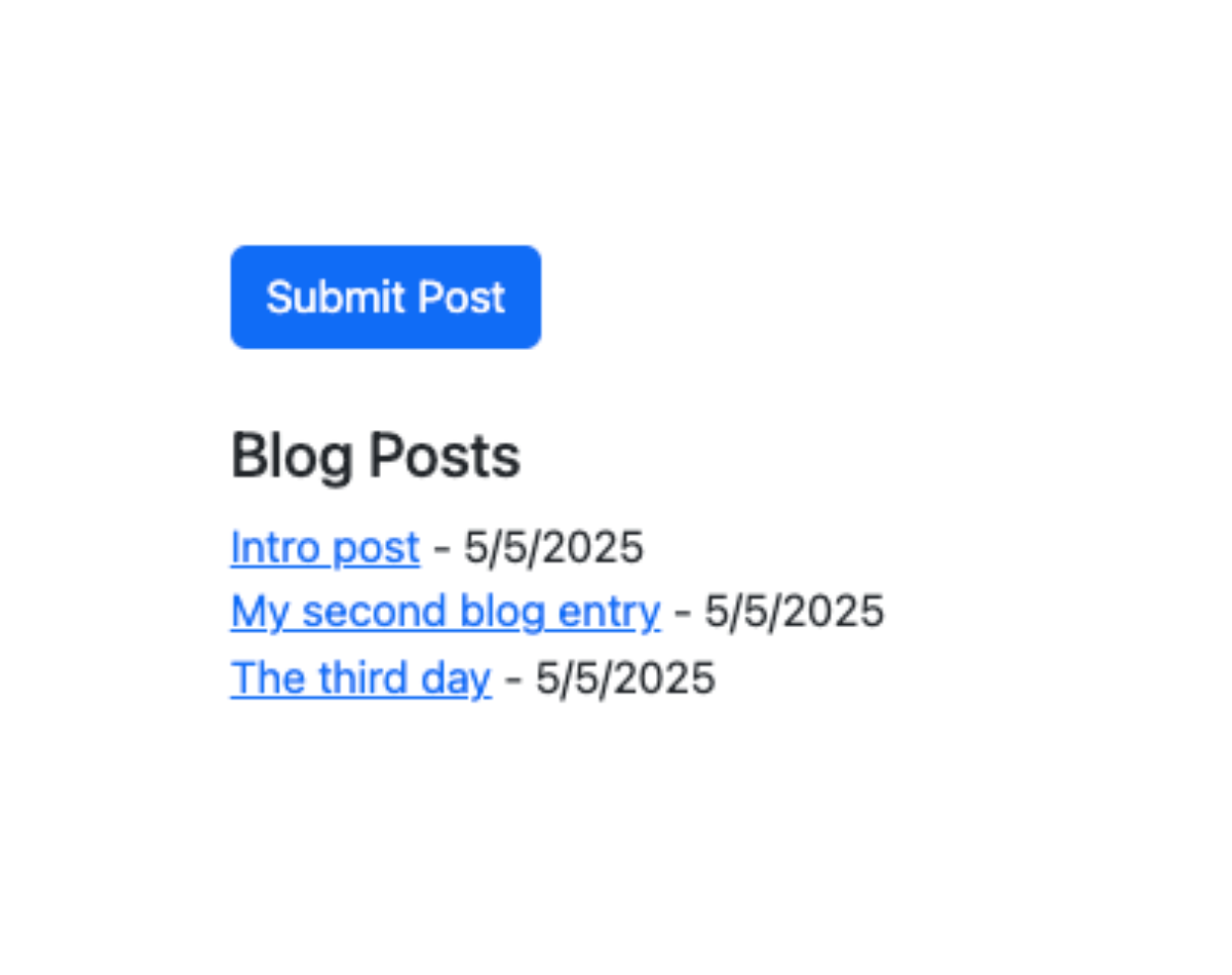 personal blog post listing