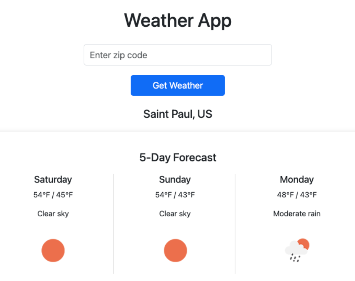 weather app screenshot